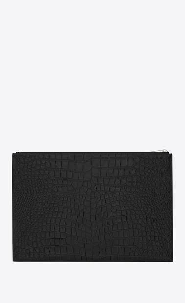 SAINT LAURENT Saint Laurent Paris SLG E saint laurent paris zipped document holder in black crocodile embossed leather b_V4